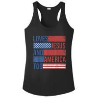 Loves Jesus And America Too 4th of July Proud Wo  Ladies PosiCharge Competitor Racerback Tank