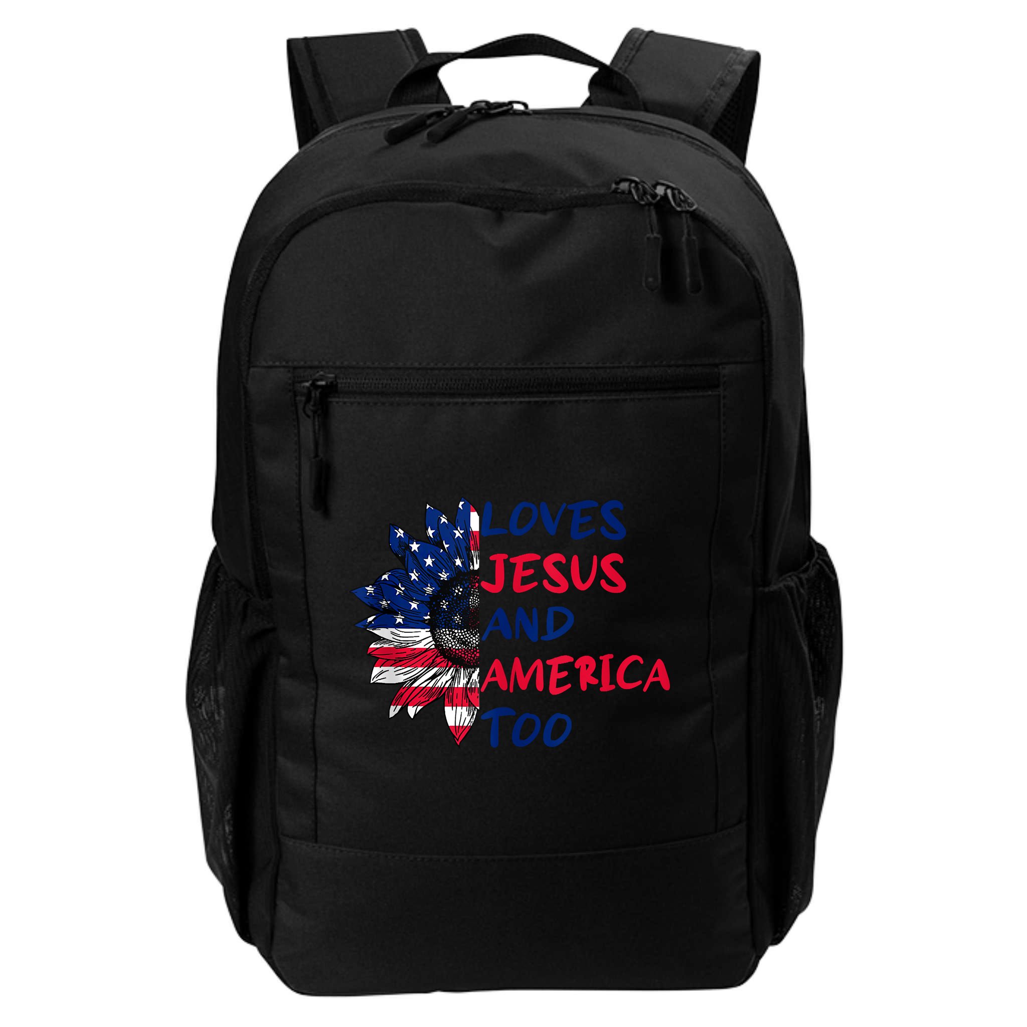 Loves Jesus And America Too Sunflower Backpack