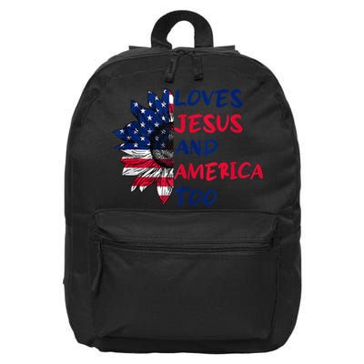 Loves Jesus And America Too Sunflower 16 in Basic Backpack