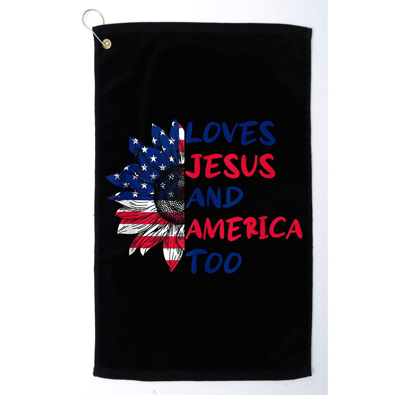 Loves Jesus And America Too Sunflower Golf Towel