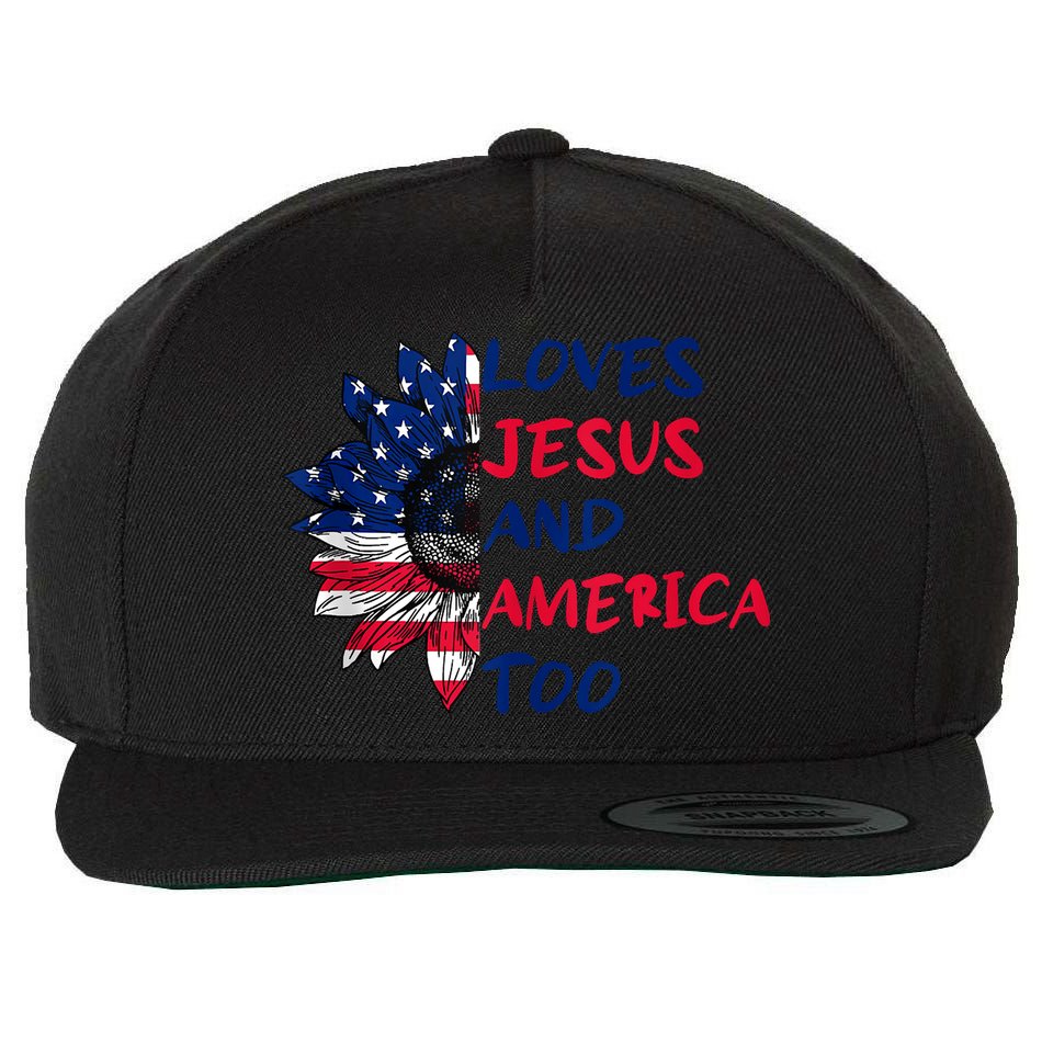 Loves Jesus And America Too Sunflower Wool Snapback Cap