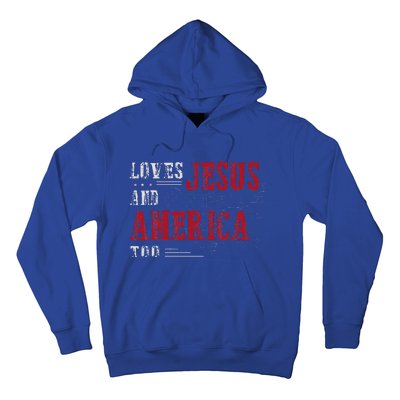 Love Jesus And America Too Funny America Flag Hoodie