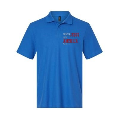 Love Jesus And America Too Funny America Flag Softstyle Adult Sport Polo