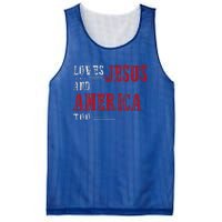 Love Jesus And America Too Funny America Flag Mesh Reversible Basketball Jersey Tank