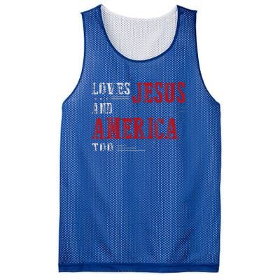 Love Jesus And America Too Funny America Flag Mesh Reversible Basketball Jersey Tank