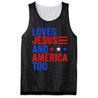 Loves Jesus and America Too God Christian 4th of July Mesh Reversible Basketball Jersey Tank