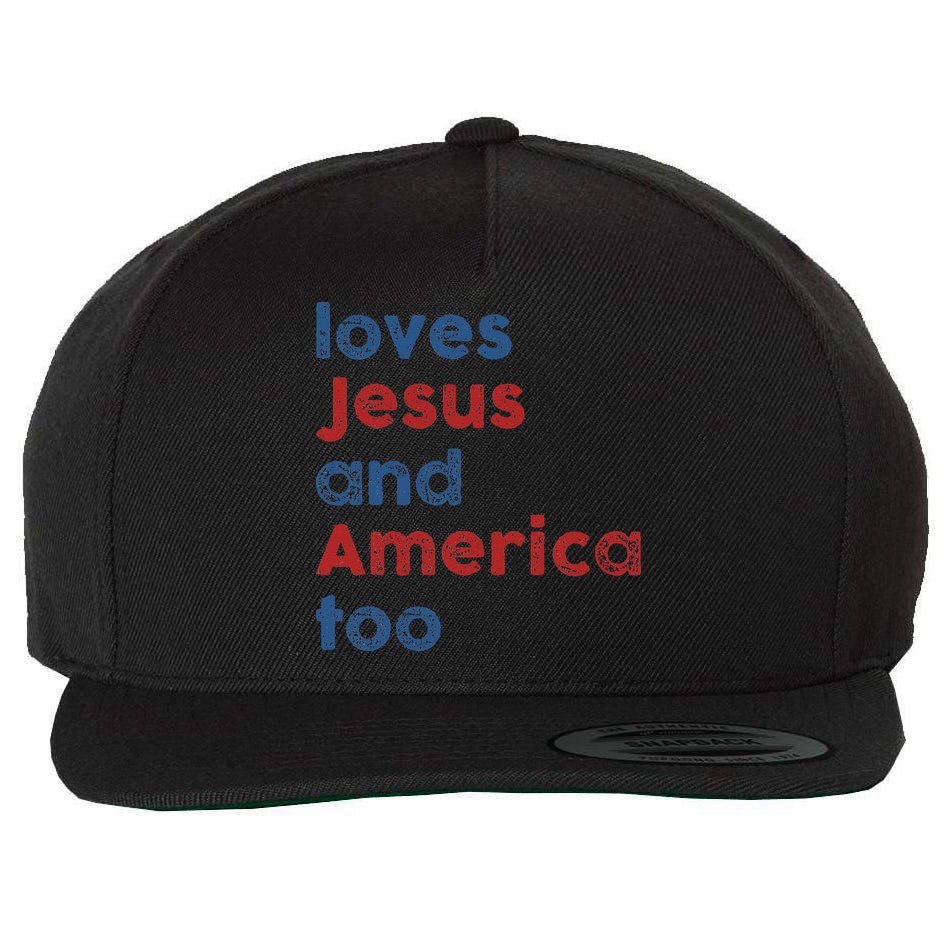 Loves Jesus And America Too 4th of July Proud Wool Snapback Cap