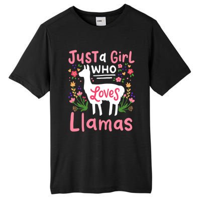 Llama Just A Girl Who Loves Llamas Llama Lover Gift Tall Fusion ChromaSoft Performance T-Shirt