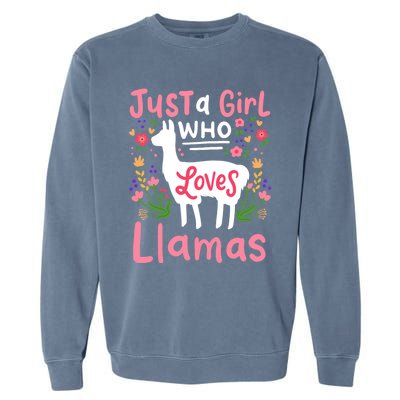 Llama Just A Girl Who Loves Llamas Llama Lover Gift Garment-Dyed Sweatshirt