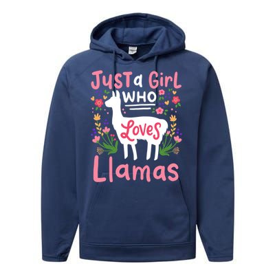 Llama Just A Girl Who Loves Llamas Llama Lover Gift Performance Fleece Hoodie