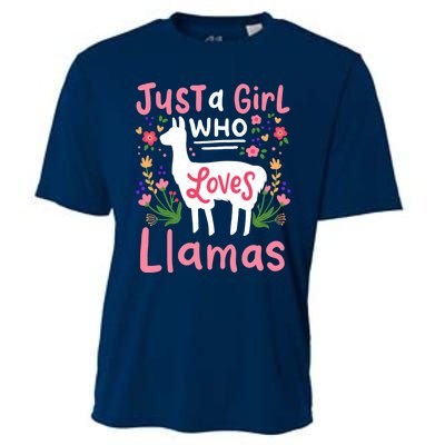 Llama Just A Girl Who Loves Llamas Llama Lover Gift Cooling Performance Crew T-Shirt