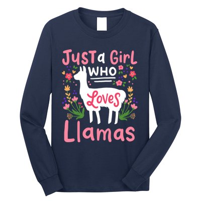 Llama Just A Girl Who Loves Llamas Llama Lover Gift Long Sleeve Shirt