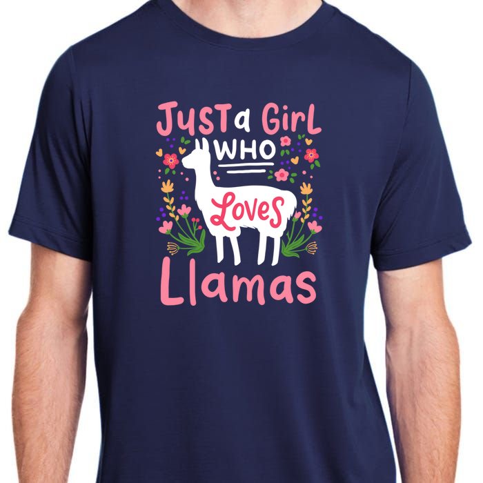 Llama Just A Girl Who Loves Llamas Llama Lover Gift Adult ChromaSoft Performance T-Shirt