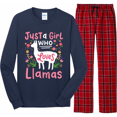 Llama Just A Girl Who Loves Llamas Llama Lover Gift Long Sleeve Pajama Set