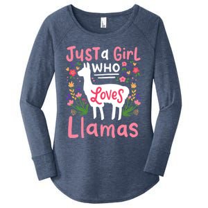 Llama Just A Girl Who Loves Llamas Llama Lover Gift Women's Perfect Tri Tunic Long Sleeve Shirt