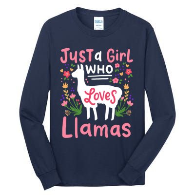 Llama Just A Girl Who Loves Llamas Llama Lover Gift Tall Long Sleeve T-Shirt