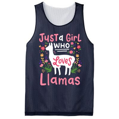 Llama Just A Girl Who Loves Llamas Llama Lover Gift Mesh Reversible Basketball Jersey Tank