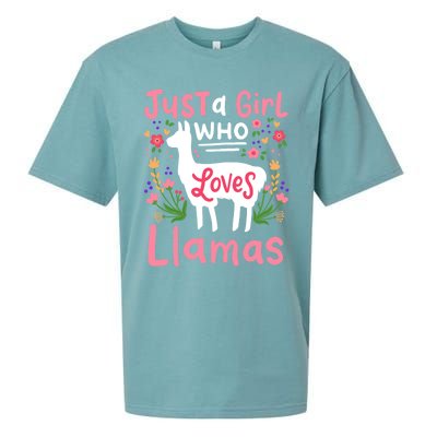 Llama Just A Girl Who Loves Llamas Llama Lover Gift Sueded Cloud Jersey T-Shirt