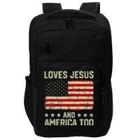 Loves Jesus And America Too USA Patriotic Christian Impact Tech Backpack