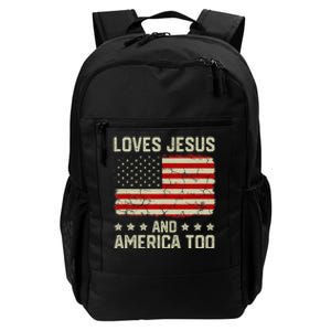 Loves Jesus And America Too USA Patriotic Christian Daily Commute Backpack