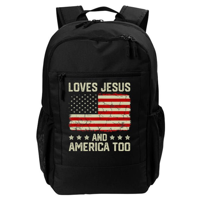 Loves Jesus And America Too USA Patriotic Christian Daily Commute Backpack