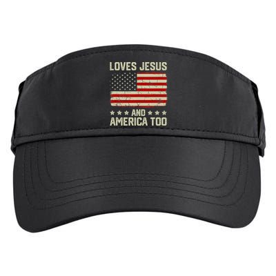 Loves Jesus And America Too USA Patriotic Christian Adult Drive Performance Visor