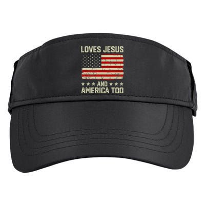 Loves Jesus And America Too USA Patriotic Christian Adult Drive Performance Visor