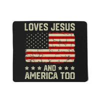 Loves Jesus And America Too USA Patriotic Christian Mousepad