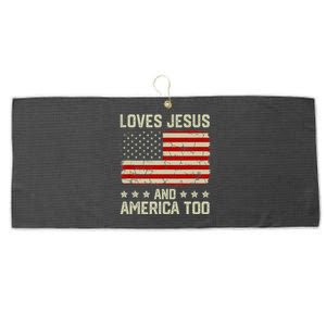 Loves Jesus And America Too USA Patriotic Christian Large Microfiber Waffle Golf Towel