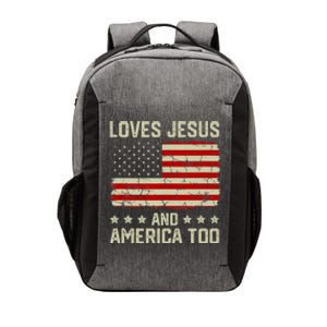 Loves Jesus And America Too USA Patriotic Christian Vector Backpack