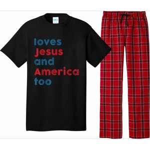 Loves Jesus And America Too Patriotic Proud Pajama Set