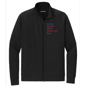 Loves Jesus And America Too Patriotic Proud Stretch Full-Zip Cadet Jacket