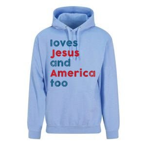 Loves Jesus And America Too Patriotic Proud Unisex Surf Hoodie