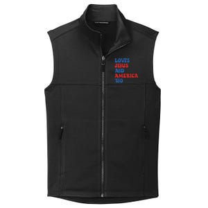 Loves Jesus and America Too God Christian 4th of July retro Collective Smooth Fleece Vest