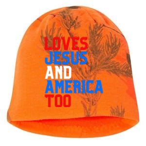 Loves Jesus And America Too 4th Of July Kati - Camo Knit Beanie