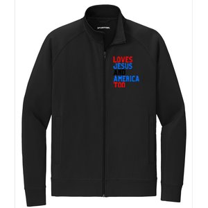 Loves Jesus And America Too 4th Of July Stretch Full-Zip Cadet Jacket