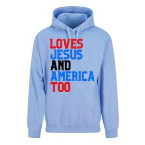 Loves Jesus And America Too 4th Of July Unisex Surf Hoodie