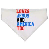 Loves Jesus And America Too 4th Of July USA-Made Doggie Bandana