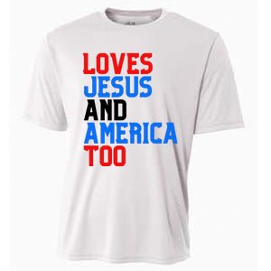 Loves Jesus And America Too 4th Of July Cooling Performance Crew T-Shirt