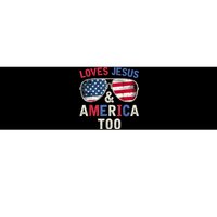 Loves Jesus and America Too Retro God Christian 4th of July Bumper Sticker