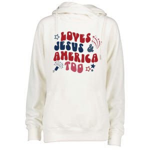 Loves Jesus And America Too Womens Funnel Neck Pullover Hood