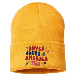 Loves Jesus And America Too Sustainable Knit Beanie