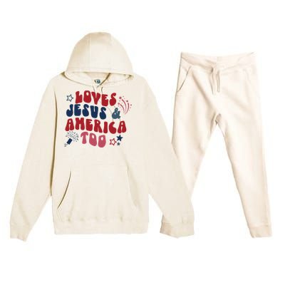 Loves Jesus And America Too Premium Hooded Sweatsuit Set