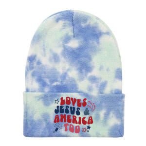 Loves Jesus And America Too Tie Dye 12in Knit Beanie