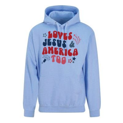 Loves Jesus And America Too Unisex Surf Hoodie