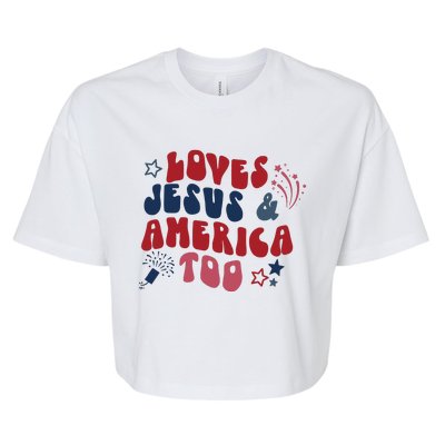 Loves Jesus And America Too Bella+Canvas Jersey Crop Tee