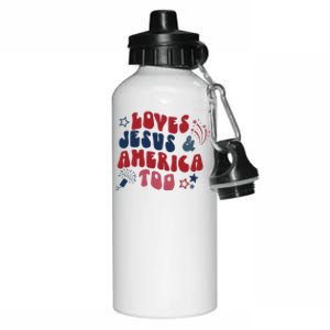 Loves Jesus And America Too Aluminum Water Bottle