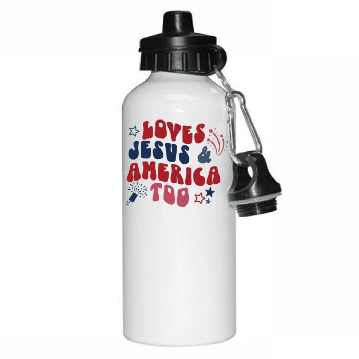 Loves Jesus And America Too Aluminum Water Bottle