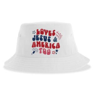 Loves Jesus And America Too Sustainable Bucket Hat