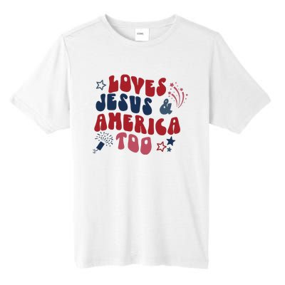 Loves Jesus And America Too Tall Fusion ChromaSoft Performance T-Shirt